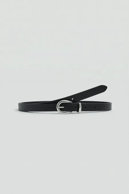 Ceinture fine pour femme Antioch en similicuir noir