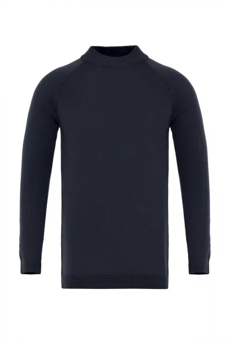 Pull en maille bleu marine Antioch à col rond et coupe ajustée