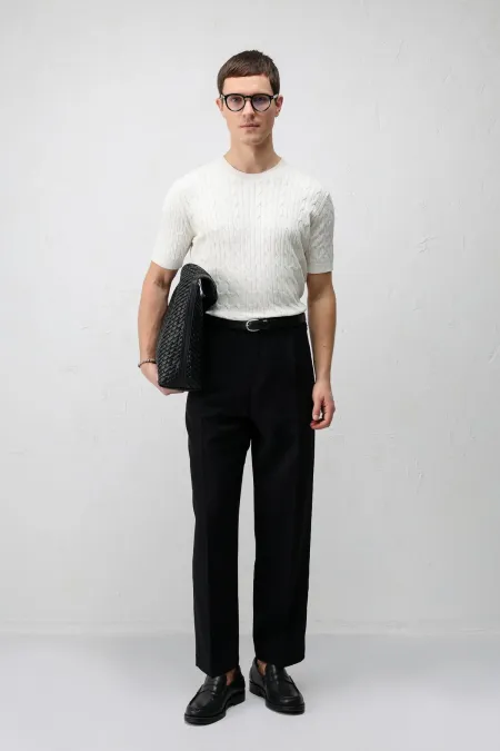 Pantalon Antioch noir plissé coupe décontractée pour homme