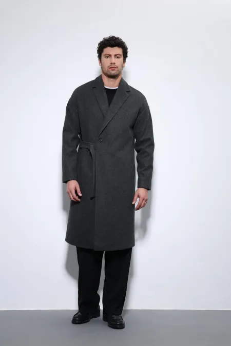 Antioch Anthracite Belted Oversize Men's Coat