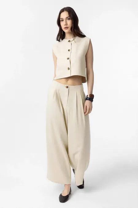 Gilet femme en mélange de lin Antioch Natur