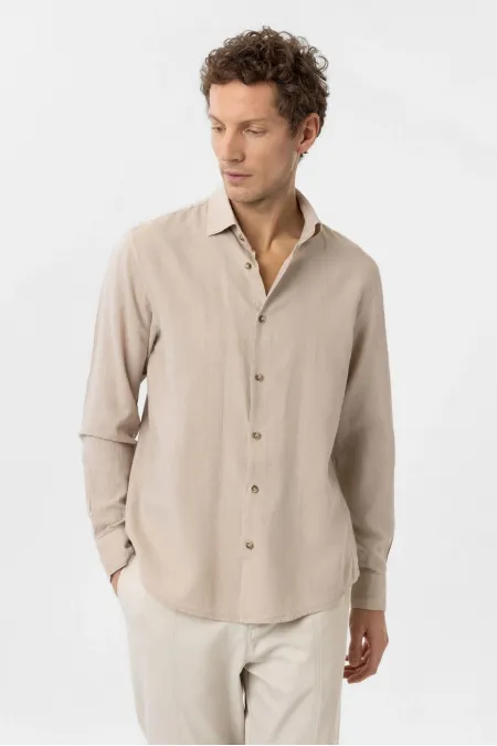 Antioch Beige Linen Blend Men's Shirt