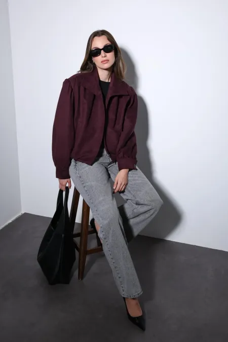 Veste bomber Antioch bordeaux aspect daim pour femme