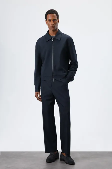 Antioch Lacivert Çizgili Mevsimlik Erkek Mont