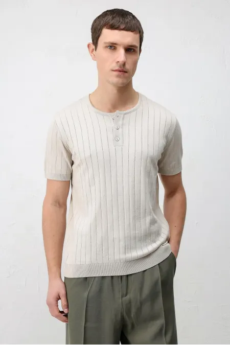 Antioch Taş Dokulu Erkek Triko T-Shirt