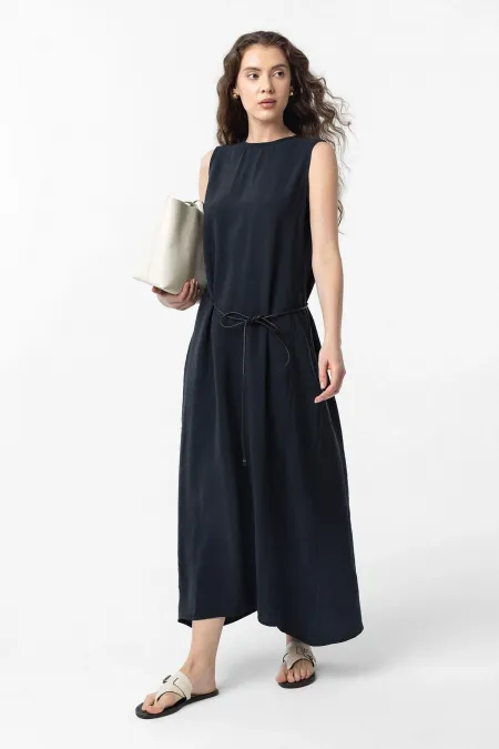 Antioch Black Modal Midi Women's Dress