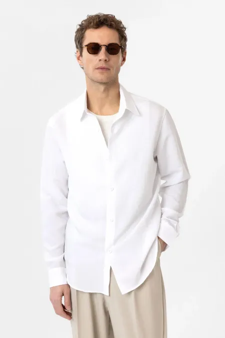 Antioch White Relax Fit Modal Fabric Men's Shirt