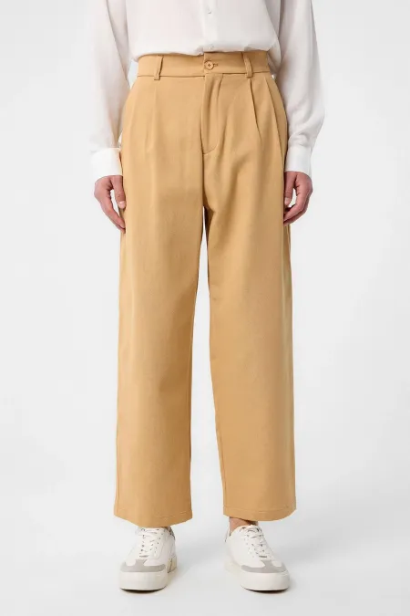 Pantalon Antioch Camel taille haute en coton pour homme