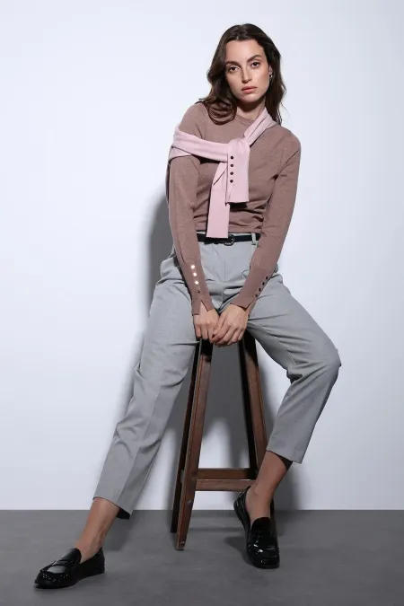 Antioch Açık Kahve Basic Kadın Triko Kazak