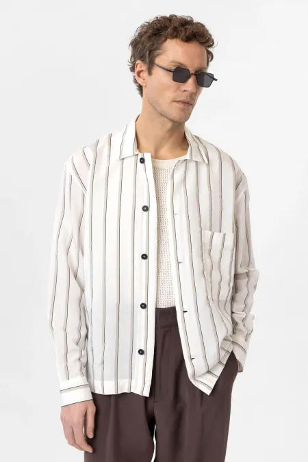 Antioch White Relax Fit Striped Men's Shirt