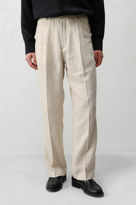 Antioch Taş Keten Karışımlı Erkek Baggy Pantolon