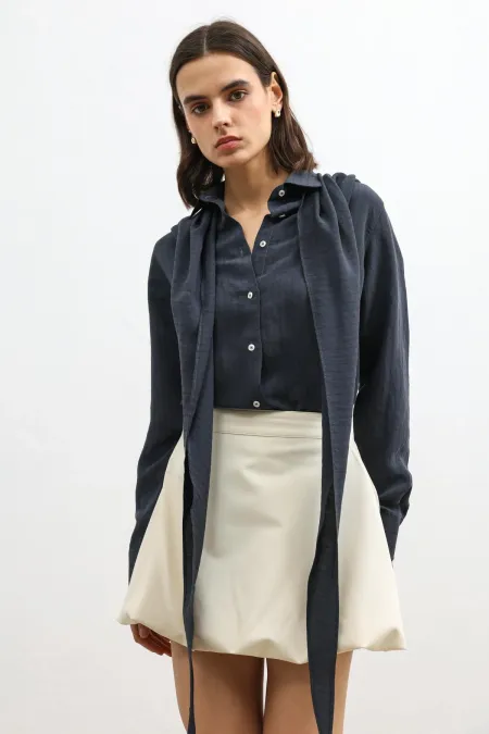 Antioch Anthracite Handkerchief Detailed Women's Shirt