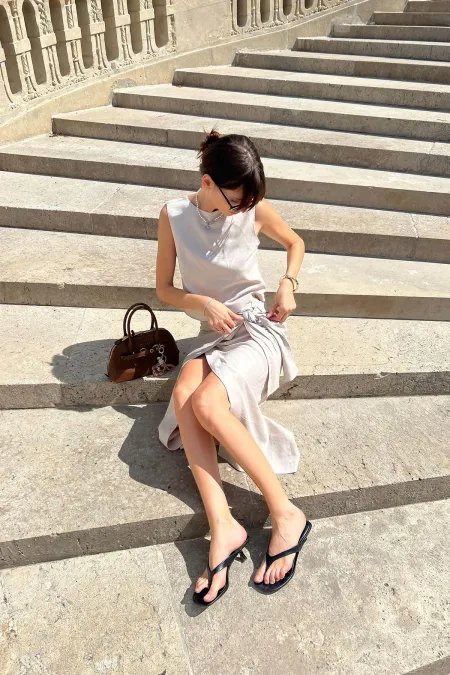 Antioch Bej Keten Karışımlı Kadın Bluz