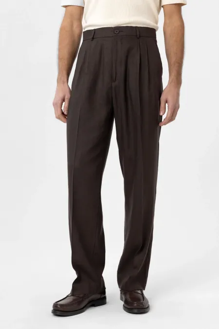 Antioch Coffee Linen Blend Men's Baggy Pants