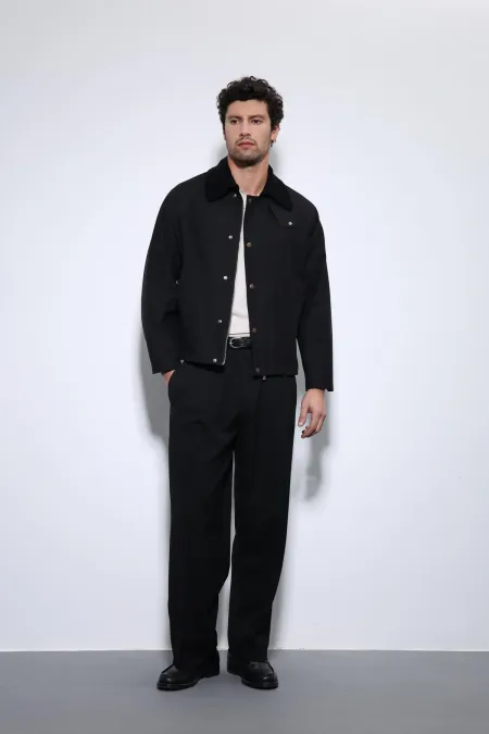 Antioch Siyah Kontrast Yaka Erkek Ceket