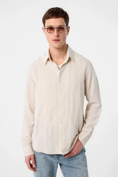 Antioch Stone Striped and Textured Men's Shirt