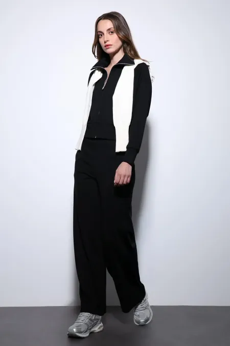 Antioch Siyah Fermuarlı Kadın Eşofman Takım