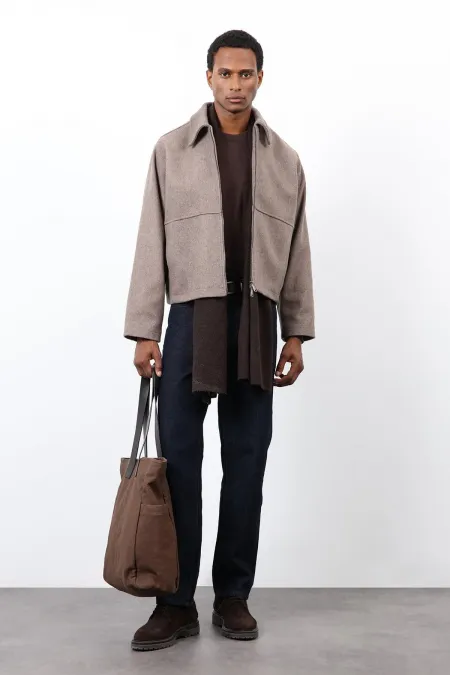 Antioch Koyu Vizon Regular Fit Dokulu Erkek Mont