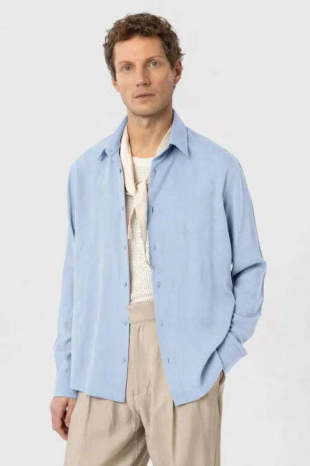 Antioch Bebe Mavi Relax Fit Liyosel Kumaş Erkek Gömlek