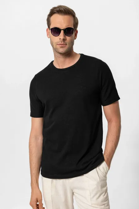 T-shirt Antioch noir basique à col rond pour homme