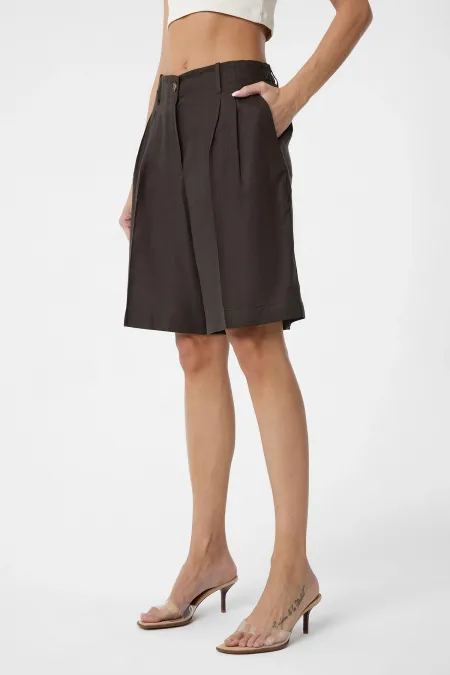 Antioch Kahve Keten Karışımlı Kadın Bermuda