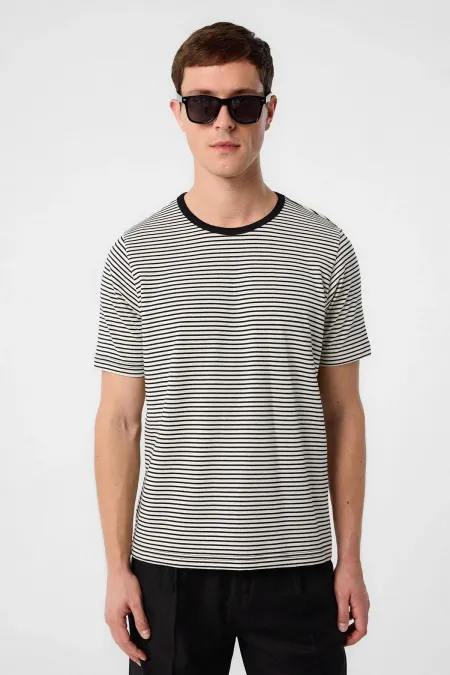 T-shirt rayé blanc Antioch coupe classique pour homme