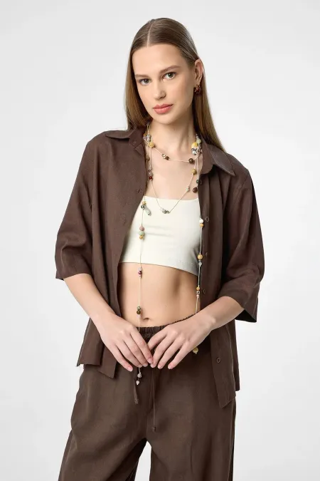 Antioch Coffee Linen Blend Women's Shirt