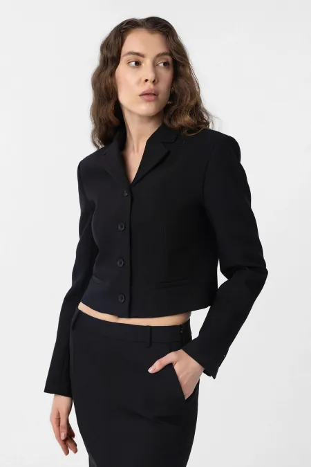 Antioch Black Crop Women's Blazer Jacket