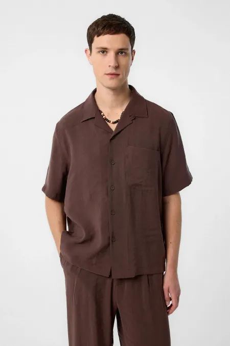 Chemise homme en tissu modal couleur café Antioch