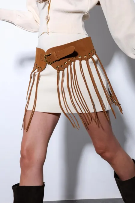 Mini-jupe en maille écrue Antioch pour femme