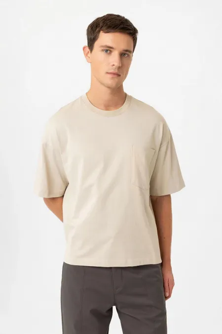T-shirt basique décontracté beige Antioch pour homme