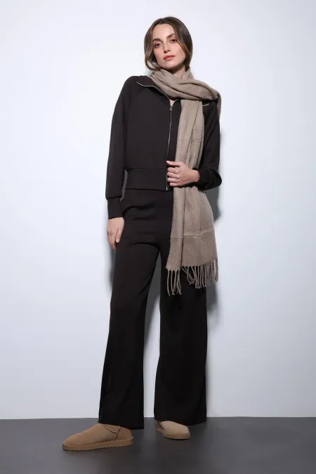 Antioch Koyu Kahve Fermuarlı Kadın Eşofman Takım