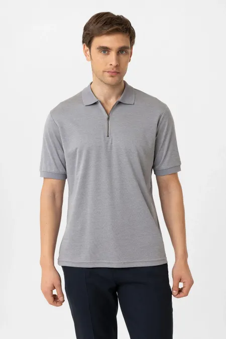 T-shirt homme Antioch gris à fermeture éclair et coupe classique