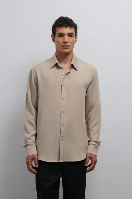 Antioch Beige Technical Regular Fit Men's Shirt