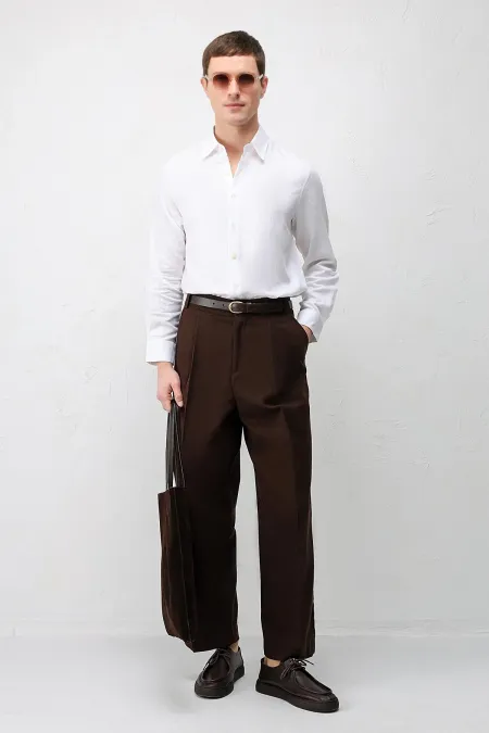 Chemise homme Antioch en lin mélangé blanc cassé, coupe décontractée