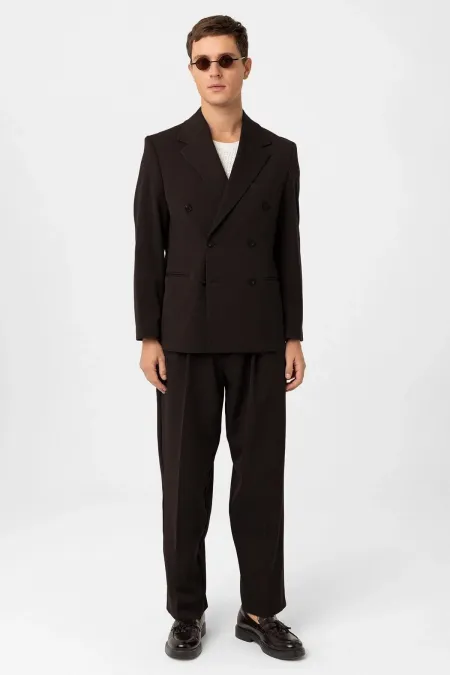 Veste blazer homme Antioch marron foncé, coupe décontractée, croisée