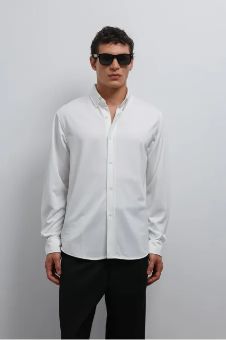 Antioch White Button-Down Collar Relax Fit Men's Shirt