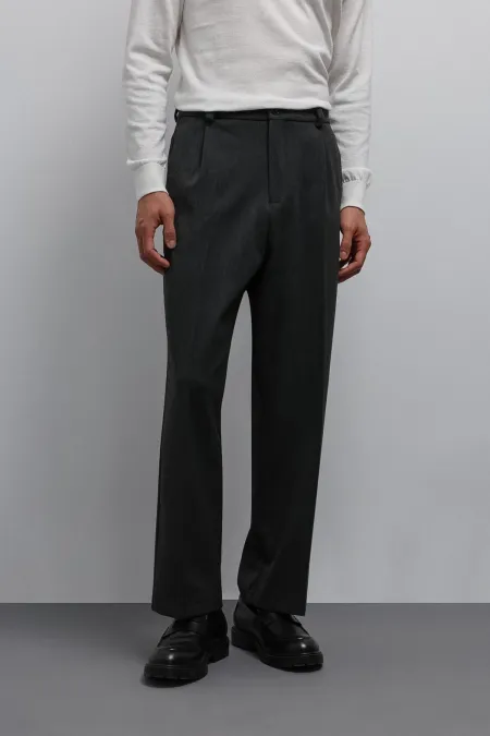 Pantalon Antioch Anthracite Relax Fit à plis pour homme
