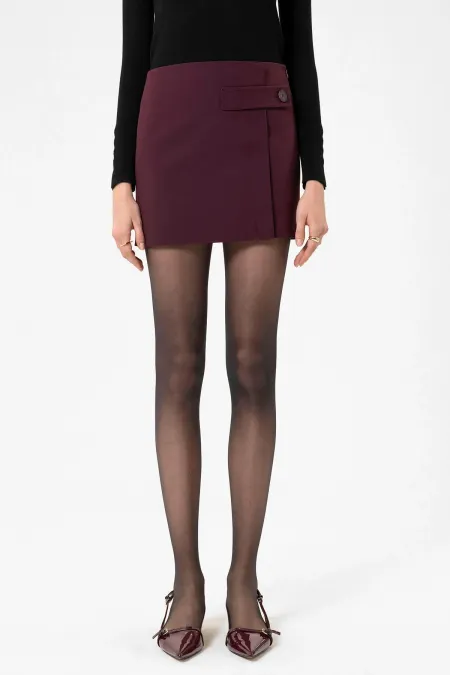 Jupe courte Antioch bordeaux pour femme avec détails de boutons