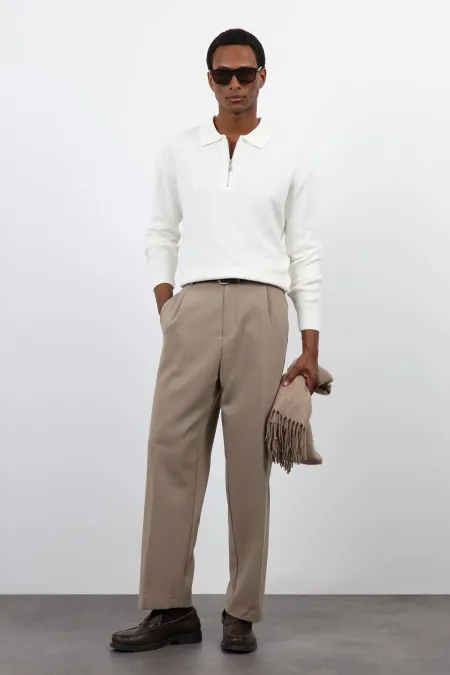 Pull en maille Antioch écru à fermeture éclair pour homme