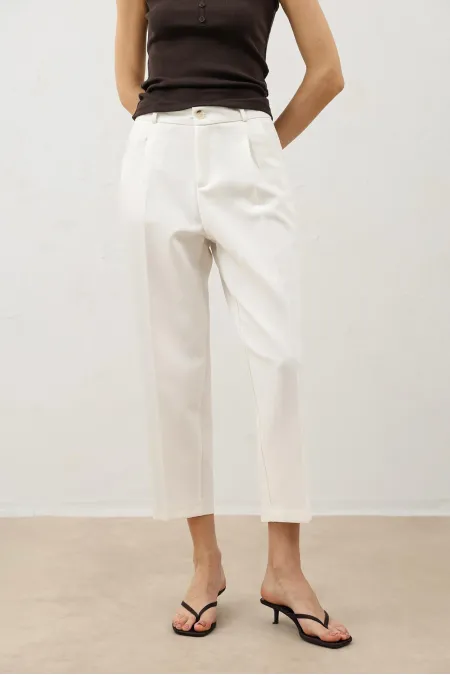 Antioch White Women's Trousers with Darts