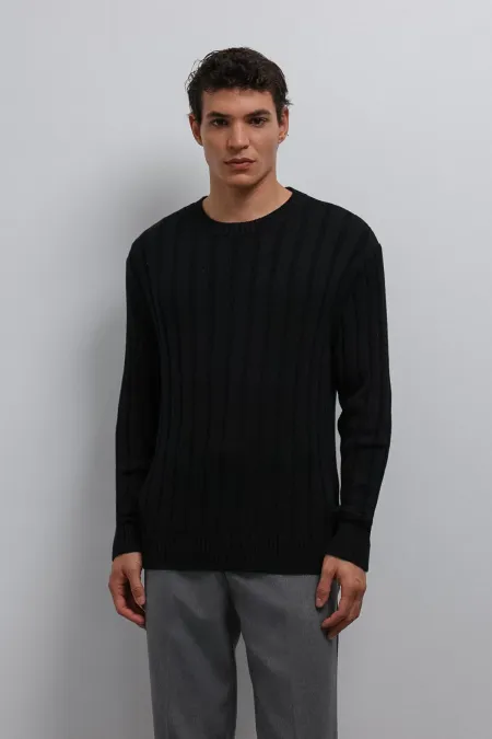 Pull en velours côtelé noir Antioch 100 % coton pour homme