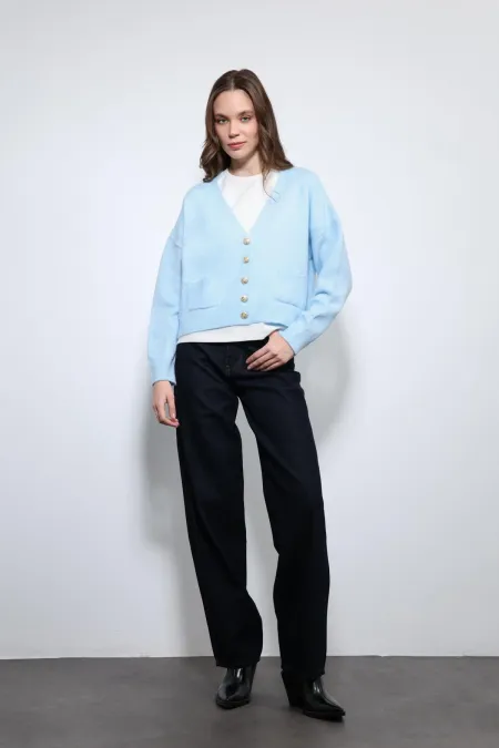 Gilet en laine mélangée bleu Antioch