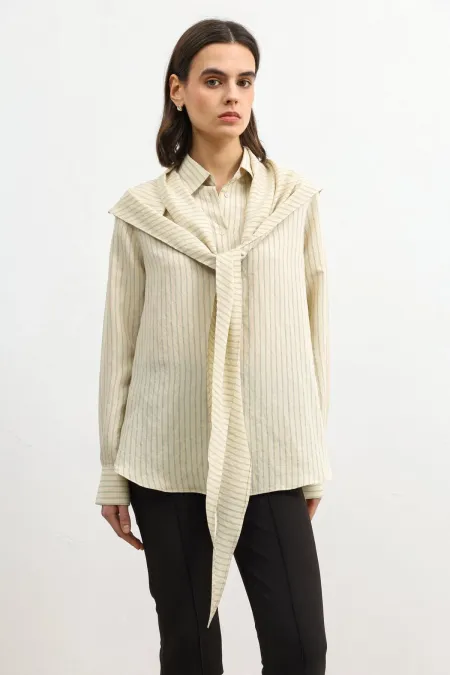 Antioch Beige Handkerchief Detail Women's Shirt