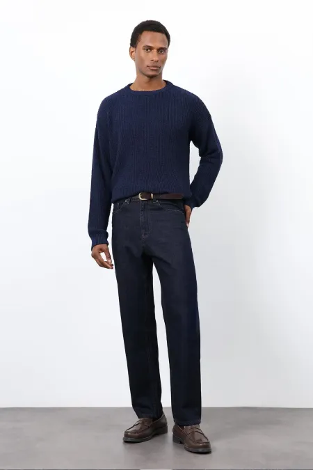 Pull en maille bleu marine Antioch pour homme