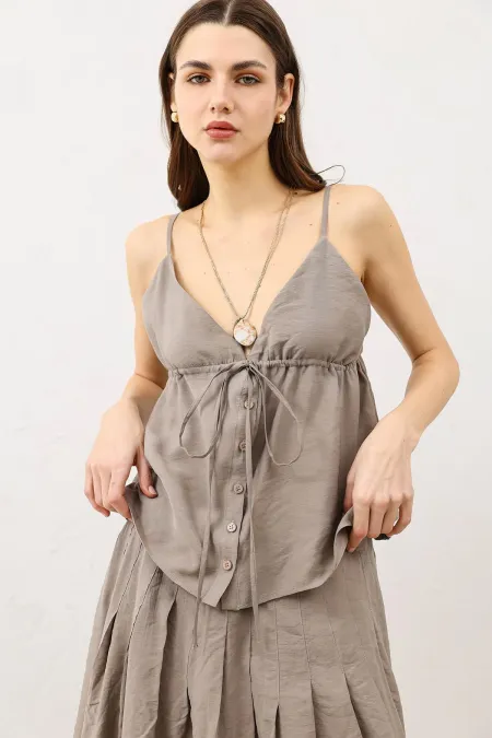 Antioch Mink Gathered Women's Top