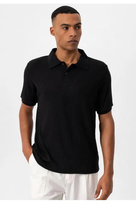 T-shirt polo noir slim fit pour homme Antioch