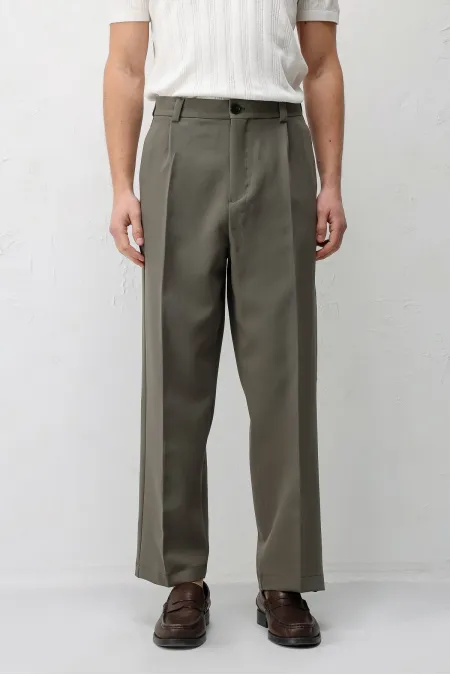 Antioch Koyu Haki Relax Fit Baggy Pilili Erkek Pantolon