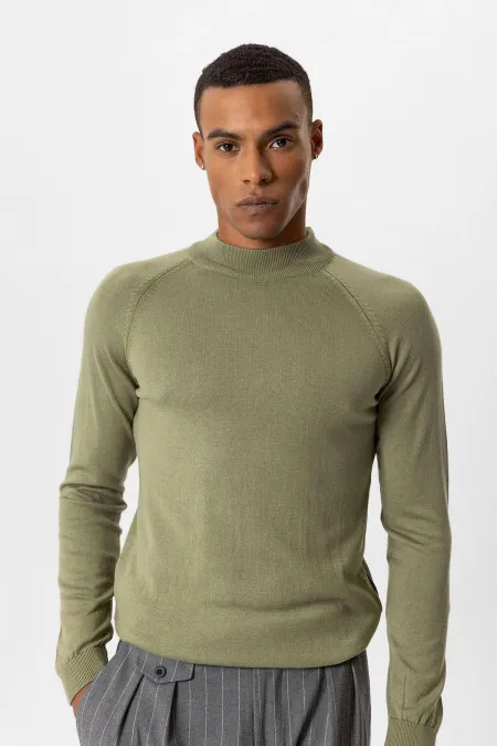 Pull en maille pour homme Antioch Light Khaki Semi Turtle