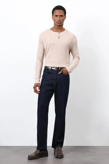 T-shirt Antioch beige côtelé à col boutonné